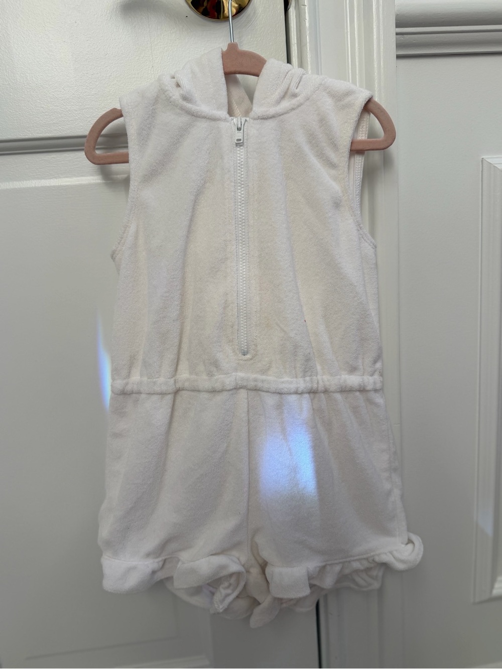 Janie and Jack White Hooded Terry Romper